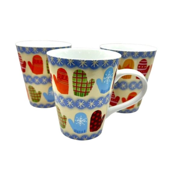 Boston Warehouse Mug Buddies Multi-colored Mugs Mittens Coffee Tea Cups Lot of 3 - Picture 2 of 10